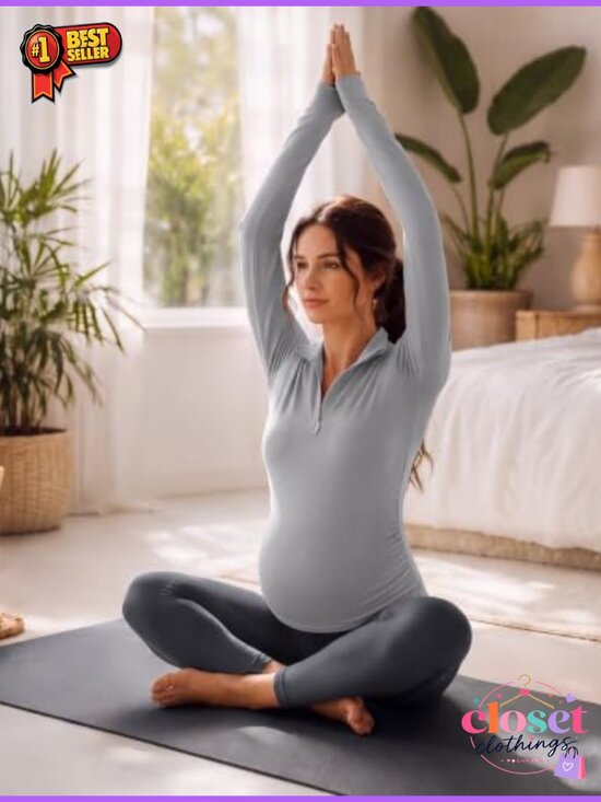 Other - Maternity Long Sleeve Quarter Zip Pregnancy Top UPF 50+